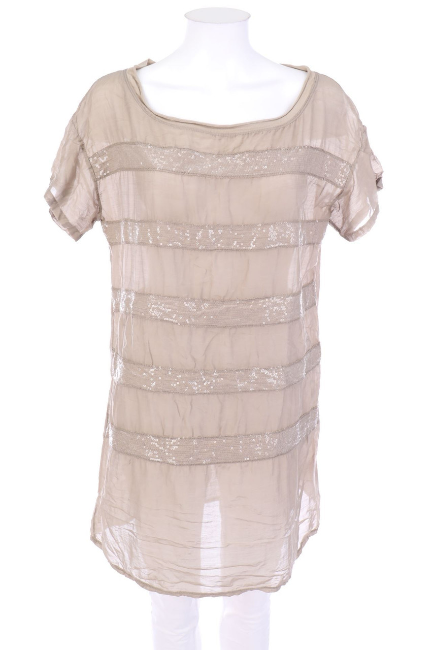 CONLEYS - Kurzarm-Shirt aus Seiden-Mischung mit Pailletten - D 42