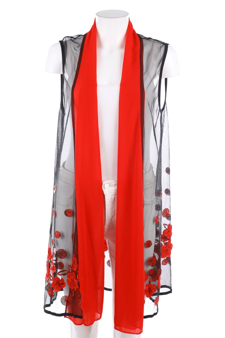 Ohne Label - Weste mit Pailletten aus Mesh - XXXXL