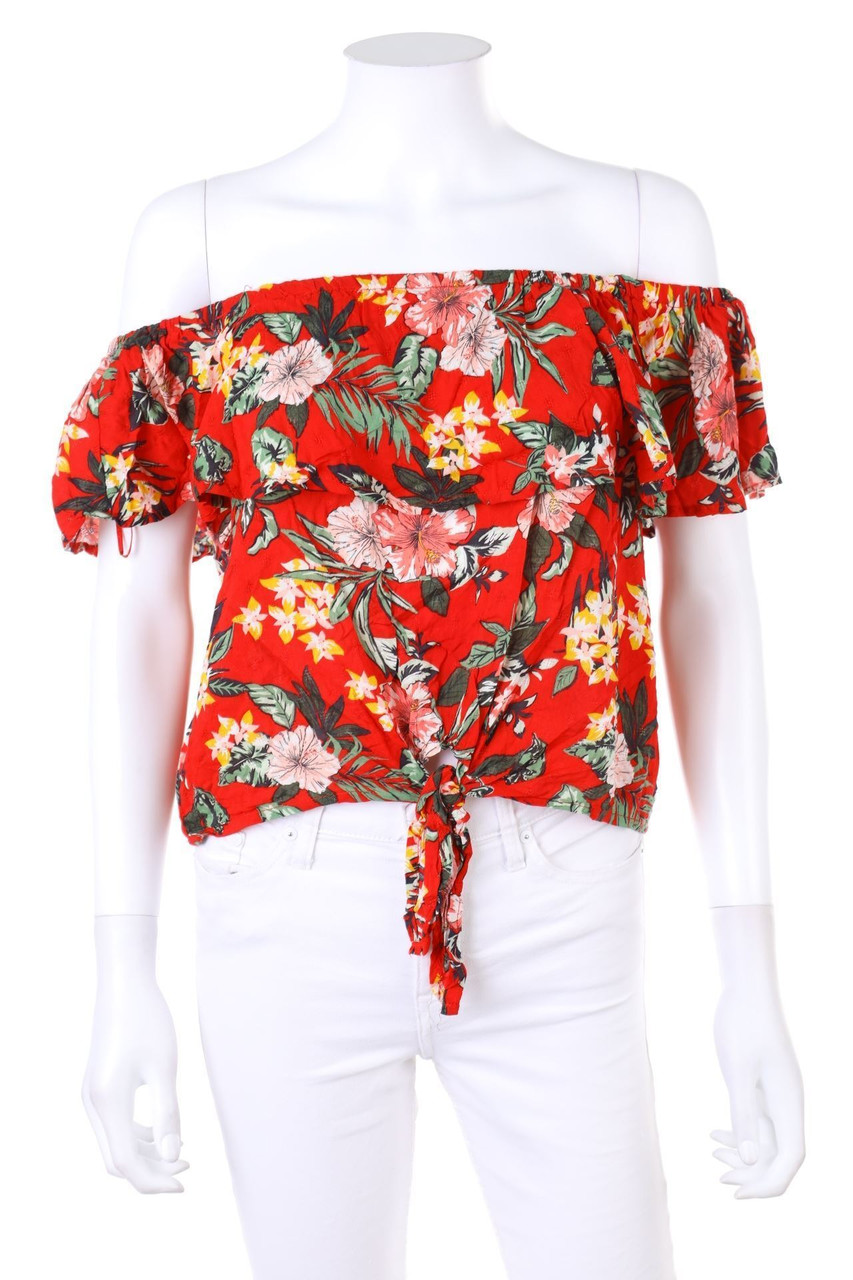 Jennyfer - Cropped-Carmen-Bluse zum Knoten - M