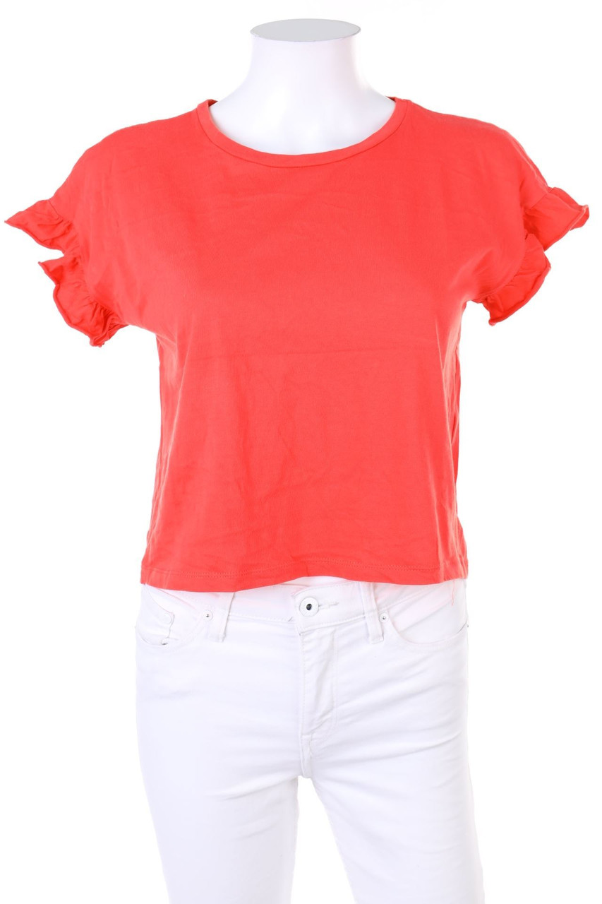 ZARA - Kurzarm-Shirt mit Volants - S