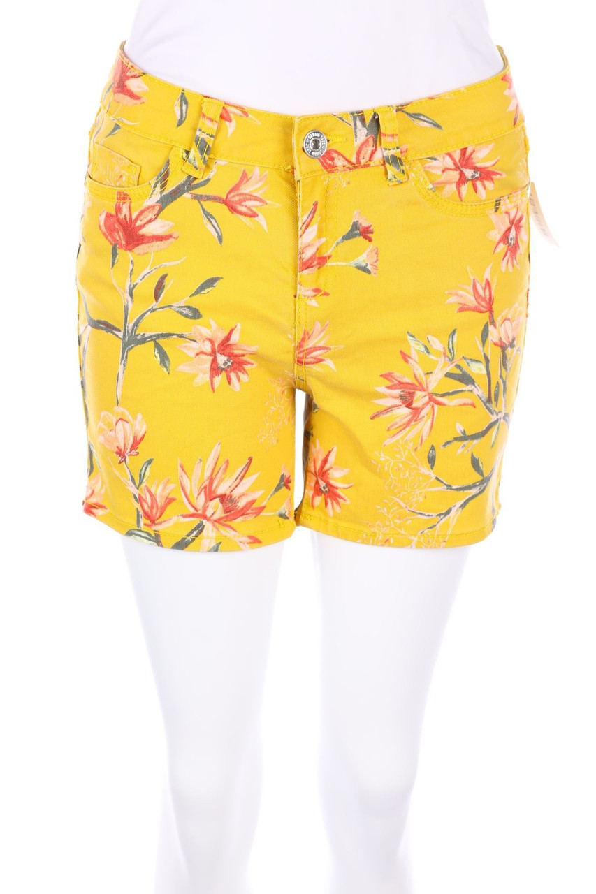 Ohne Label - Jeans-Shorts mit Blumen-Print - W30