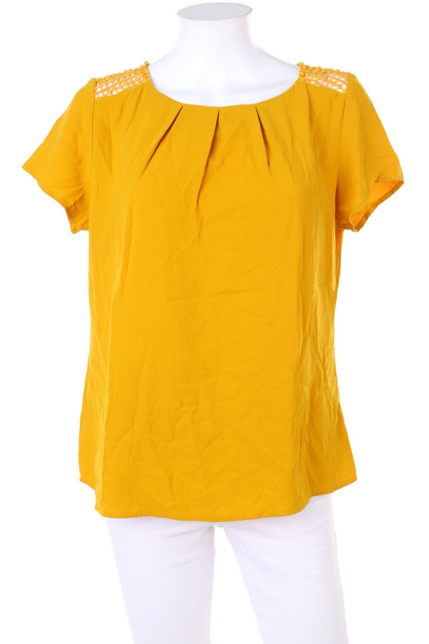 CAMAÏEU - Kurzarm-Bluse mit Häkelspitze - D 38