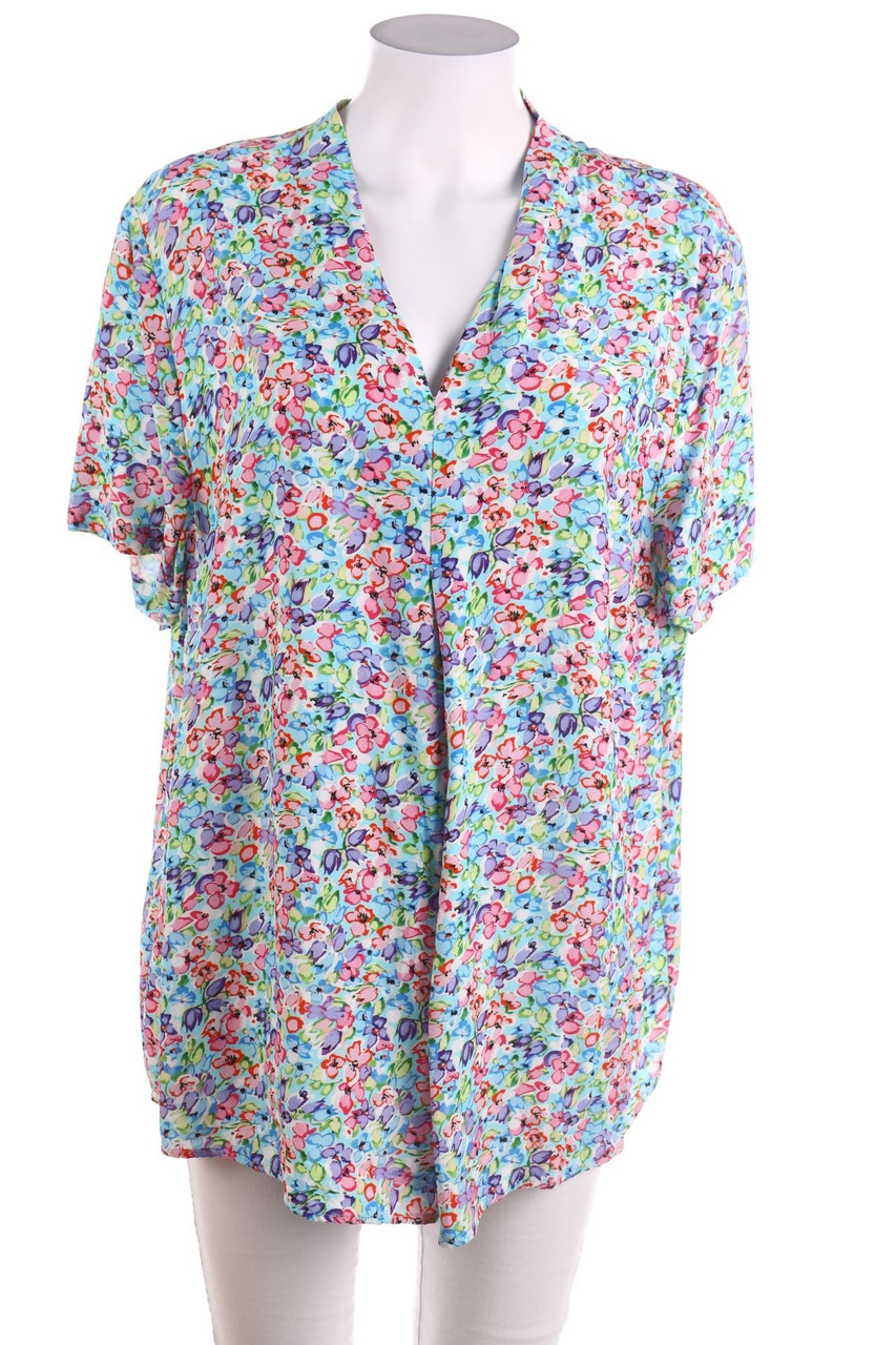 Mona - Kurzarm-Bluse mit Blumen-Print - XXXXL