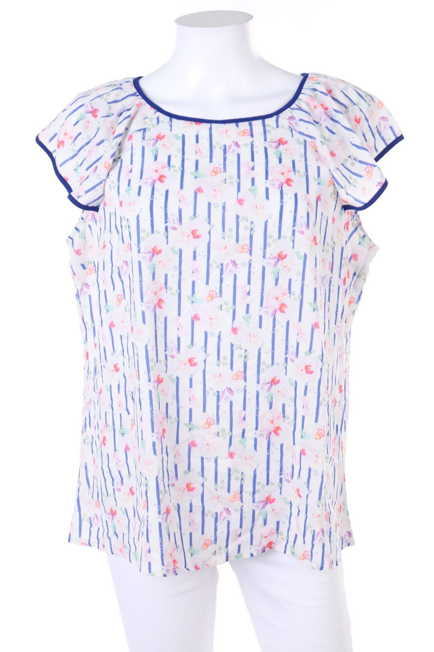 Ohne Label - Kurzarm-Bluse mit Blumen-Print - D 46