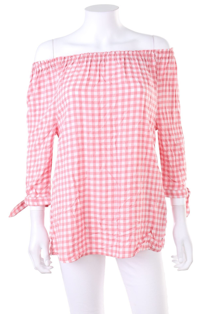 CECIL - Carmen-Bluse mit Karo-Muster - S