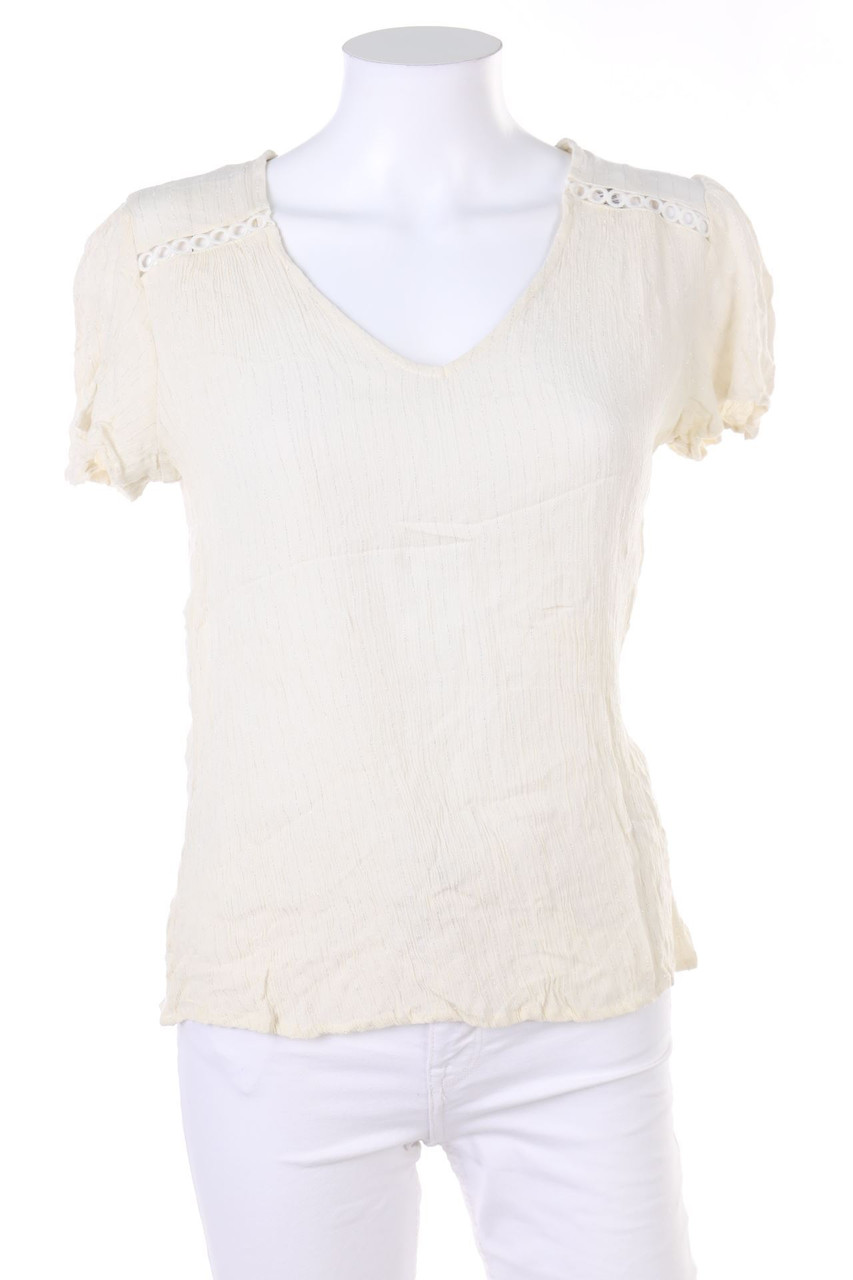 Ohne Label - Kurzarm-Bluse mit Glitzer - S