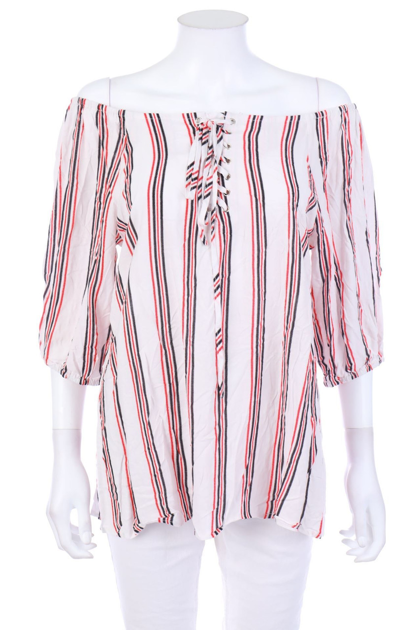 Chicorée - Boho-Carmen-Bluse mit Schnürung - L