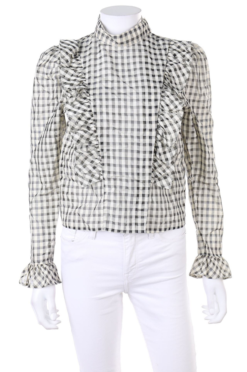 H&M - Volant-Bluse mit Karo-Muster - D 34