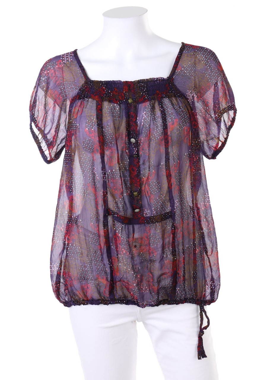 DDP - Kurzarm-Bluse mit Blumen-Print - D 38