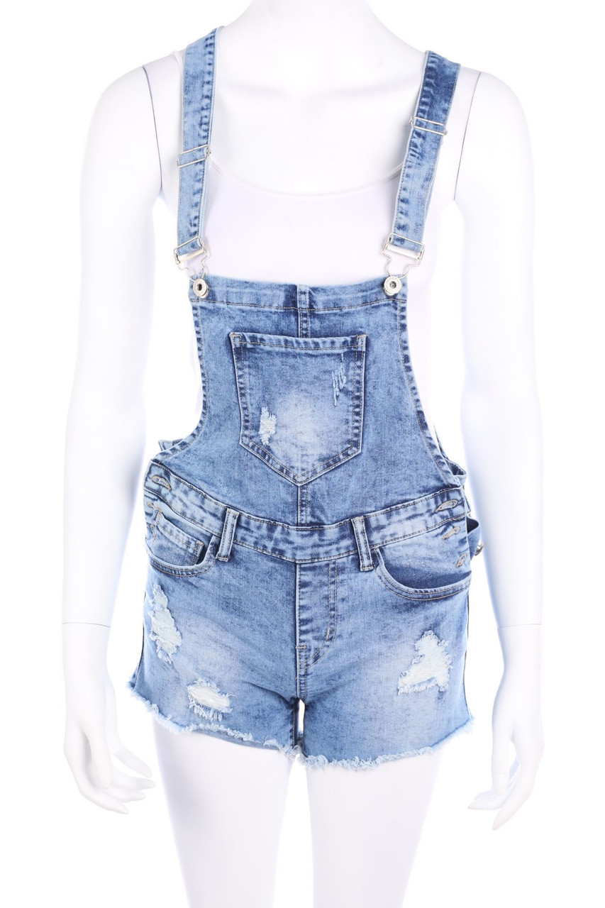 Ohne Label - Destroyed-Jeans-Latzhose - S