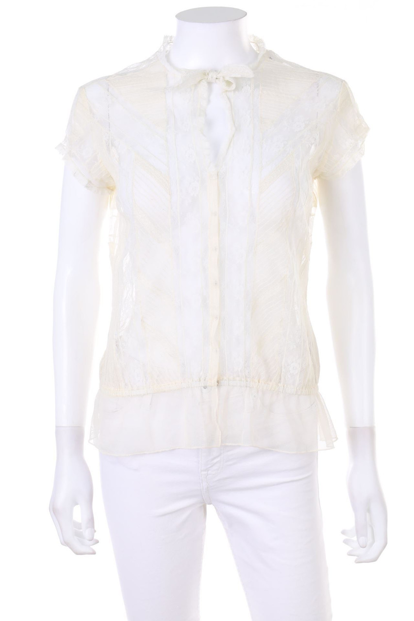 WAREHOUSE - Kurzarm-Bluse aus Spitze - D 38