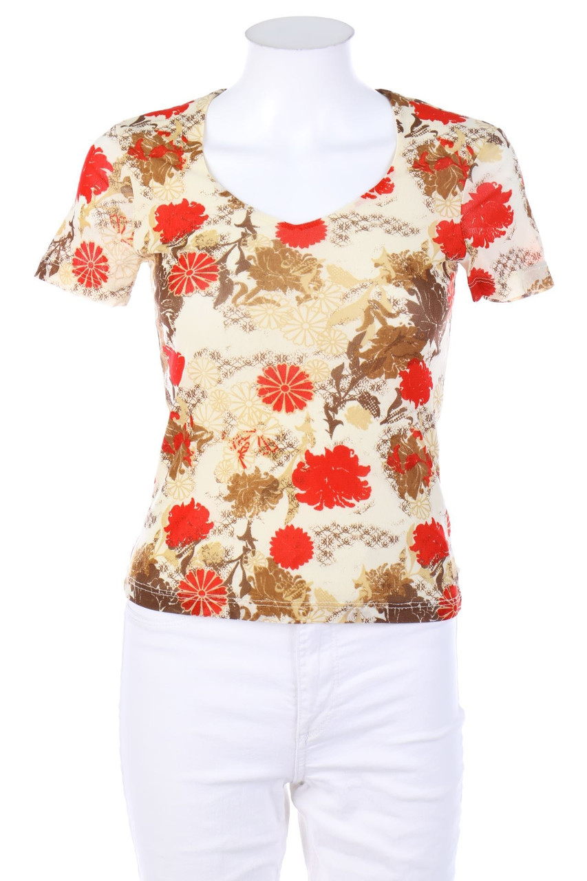 s.Oliver SELECTION - Kurzarm-Shirt mit Blumen-Print - D 34
