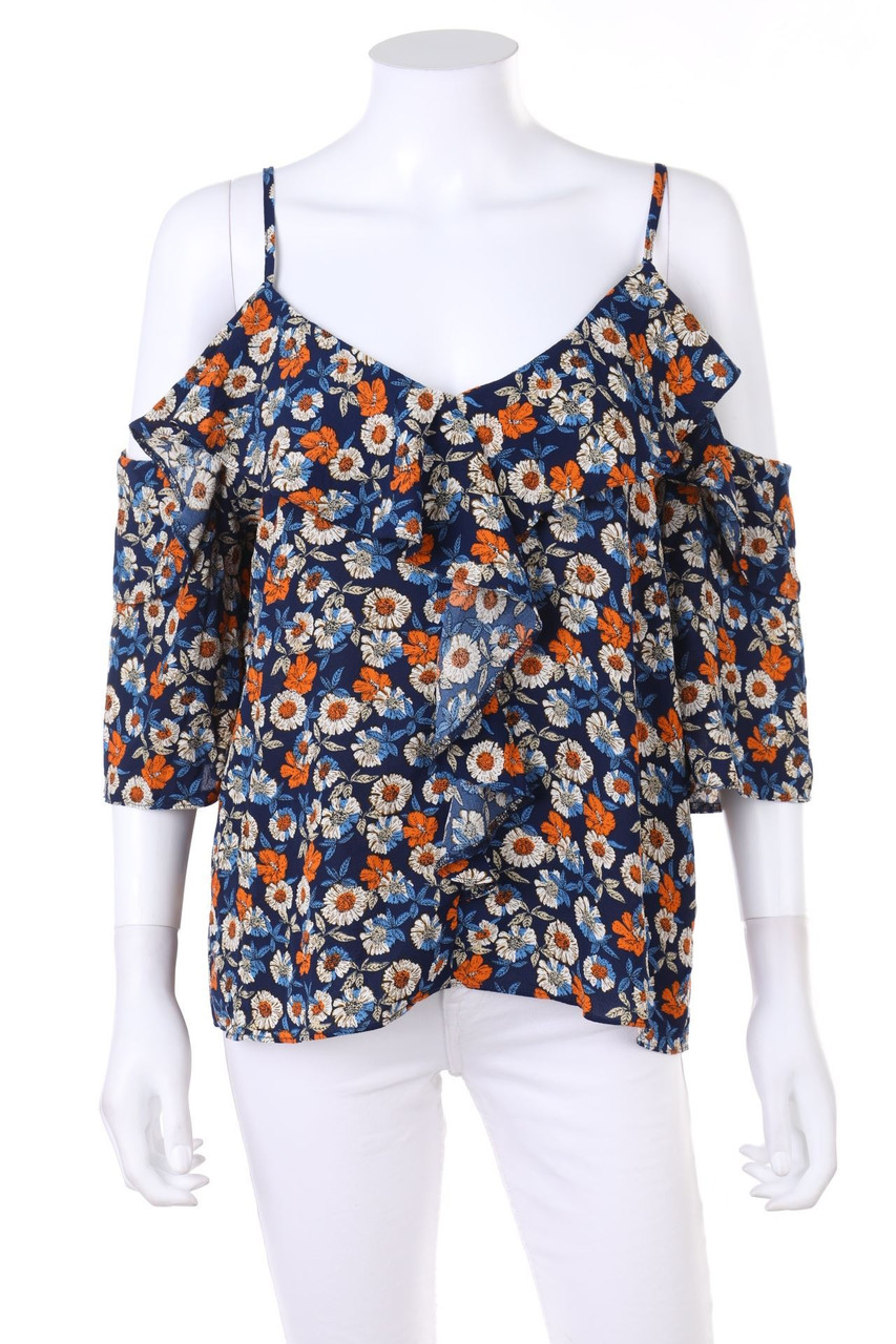 sweewë PARIS - Cold-Shoulder-Kurzarm-Bluse mit Blumen-Print - M