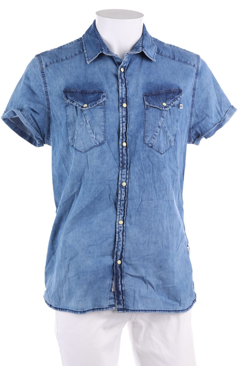 CHASIN - Kurzarm-Hemd in Denim-Optik - L