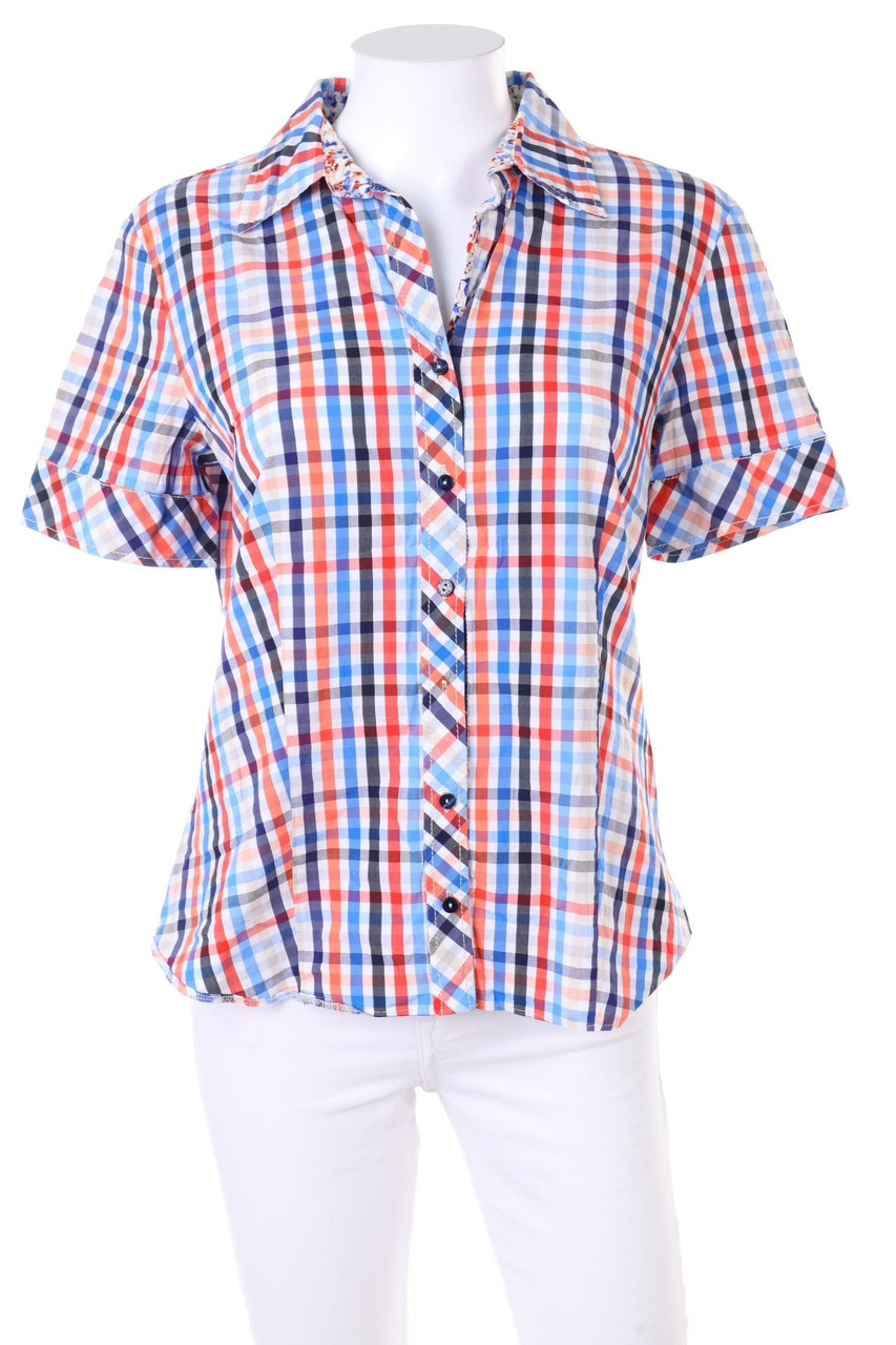 GERRY WEBER - Karo-Hemd-Bluse mit kurzem Ärmel - D 38