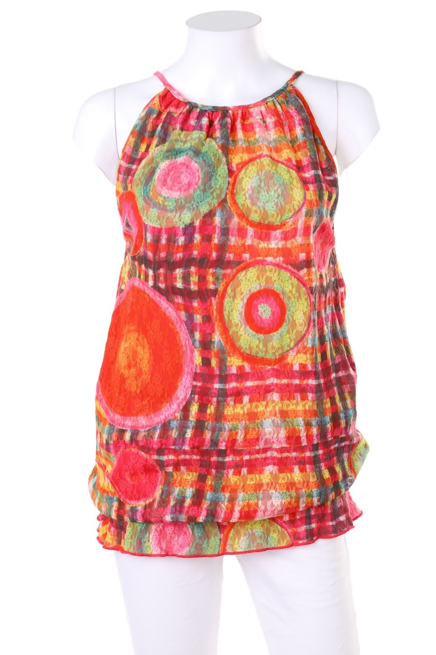 Desigual - Top aus Spitze mit Raffungen - S