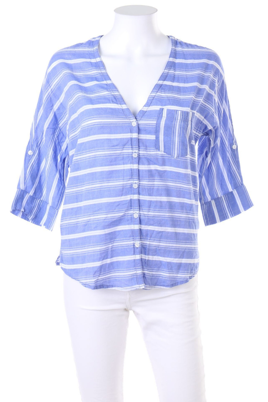 H&M LOGG - Streifen-Bluse aus Baumwolle mit Krempel-Ärmeln - D 34