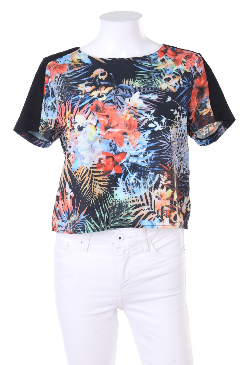 AVANT PREMIERE - Kurzarm-Bluse mit Tropical Print - D 36