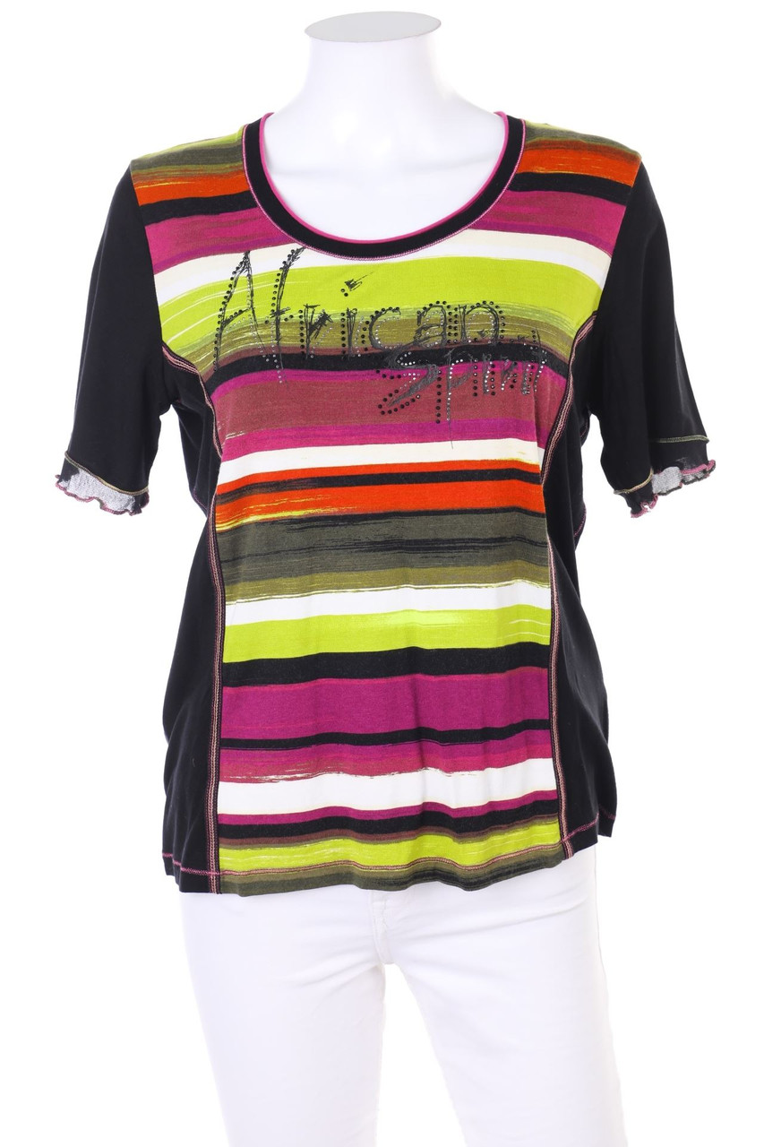 Ohne Label - Kurzarm-Shirt mit Streifen - L