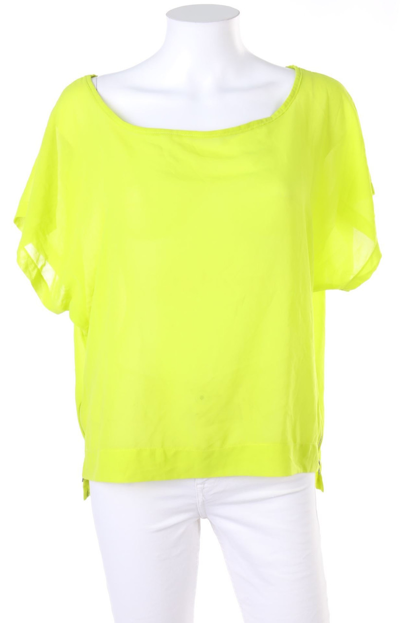 AMISU - Kurzarm-Bluse mit Zipper - S