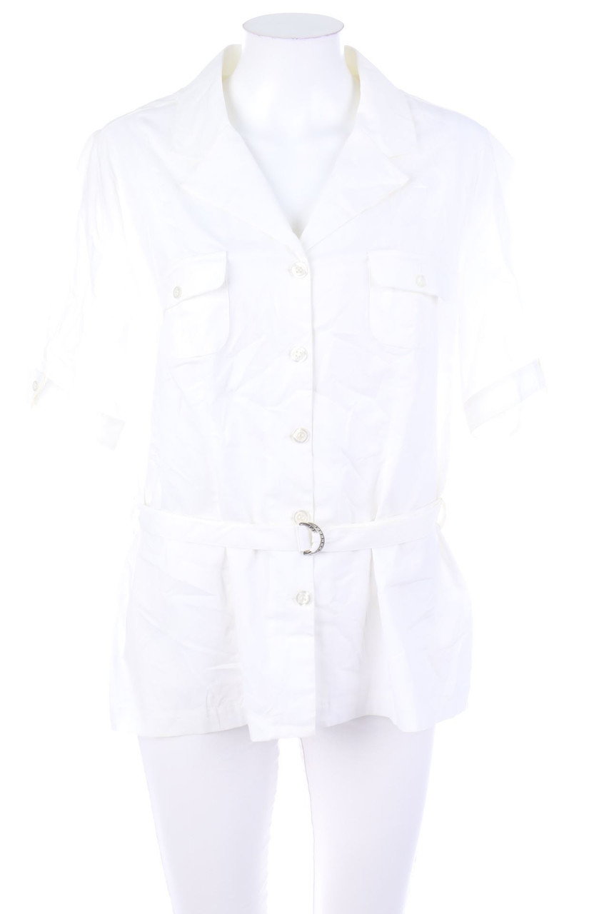 SECONDHAND - Kurzarm-Bluse mit Gürtel - D 42