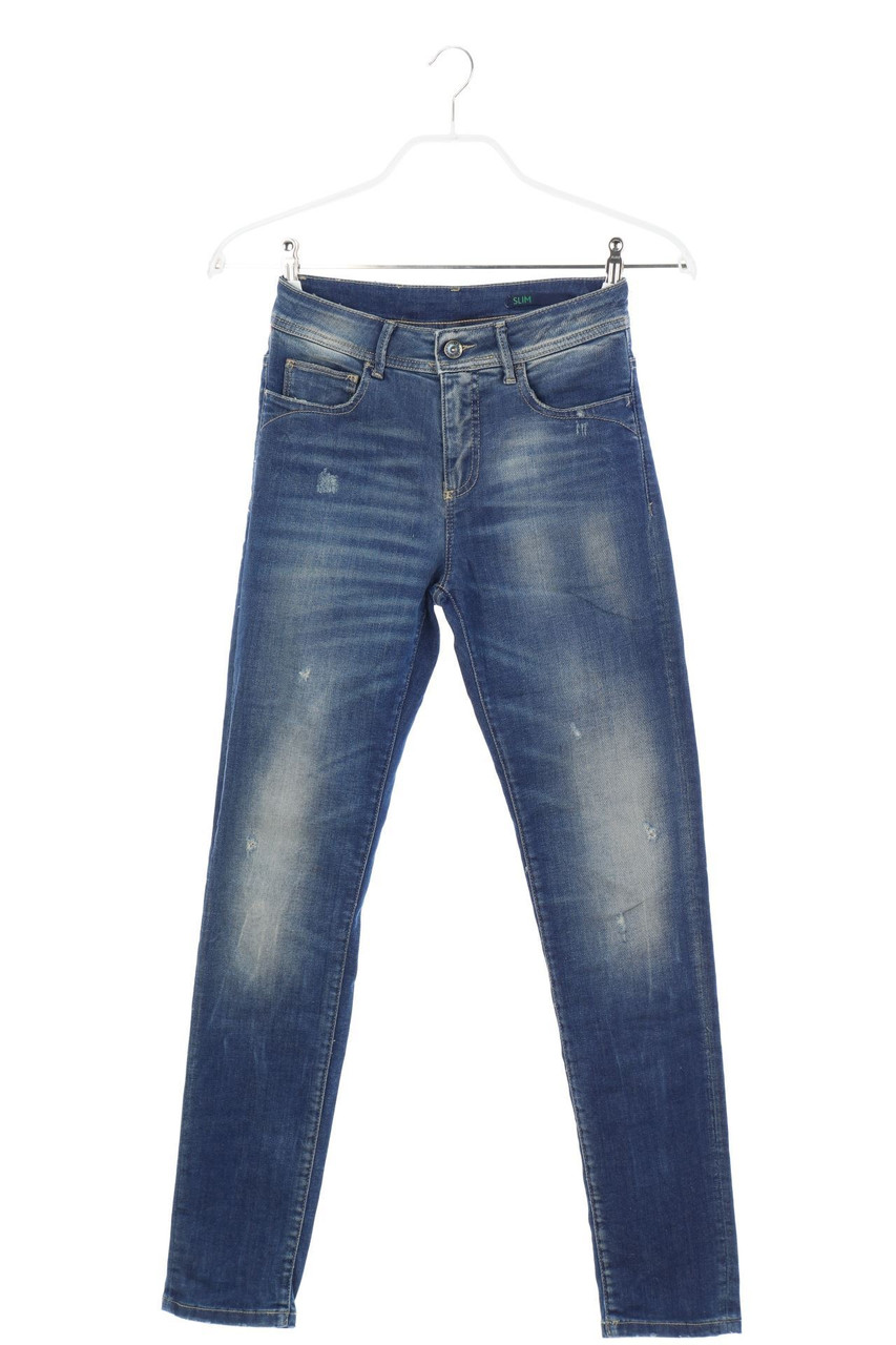 BENETTON JEANS - Destroyed-High Waist-Slim Jeans - W25