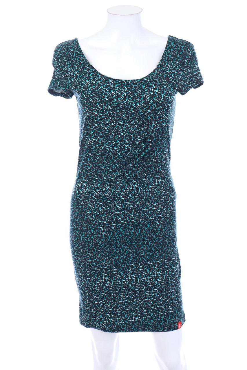 ESPRIT de corp - Kleid aus Baumwoll-Mix mit Leo-Print mit Drapierung - XS