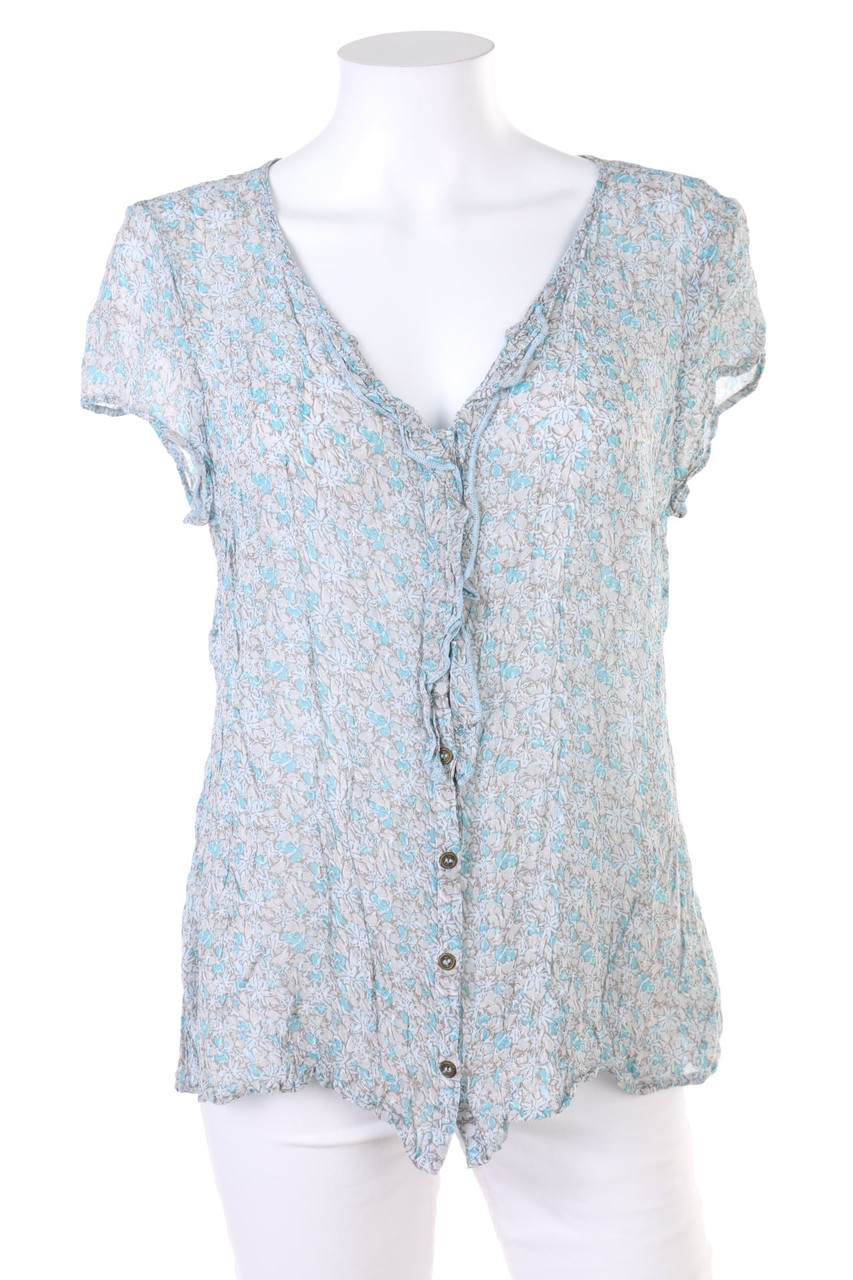 Simclan - Kurzarm-Bluse mit Blumen-Print - D 42