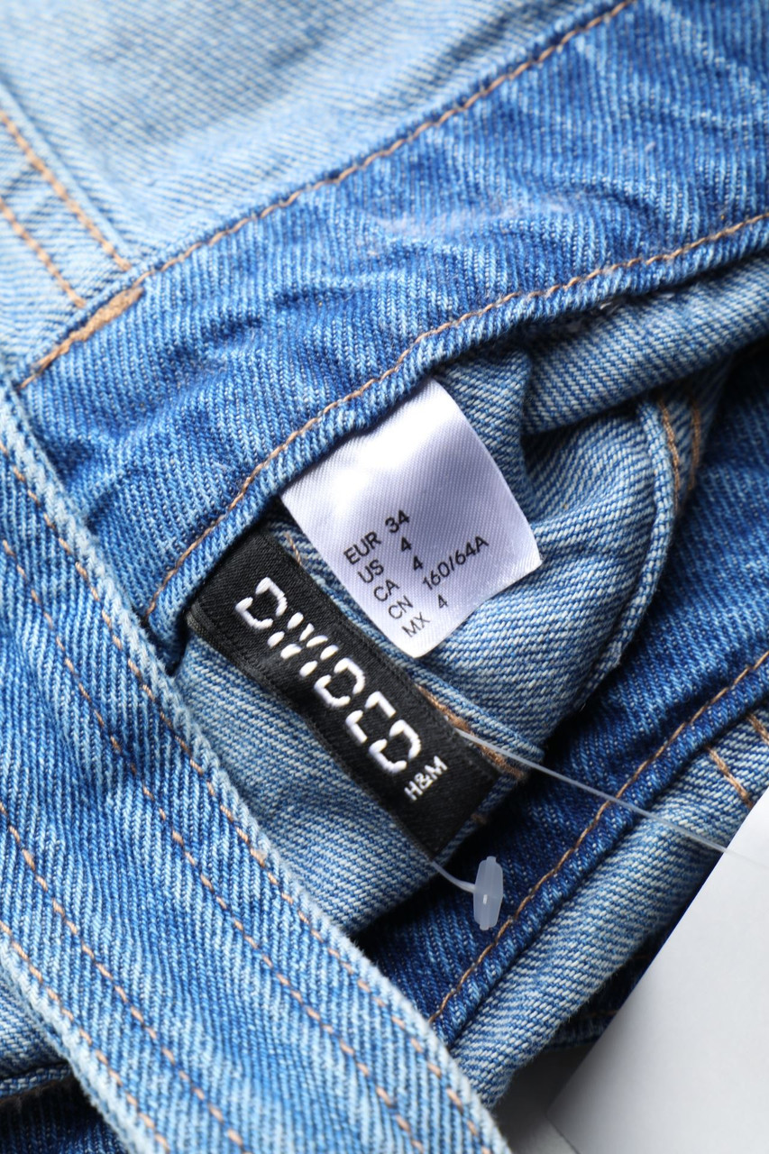 Jean H&M Divided Avec Broderies - Taille 38 (28/30) - Bleu Délavé - Coton - Occasion Très Bon état