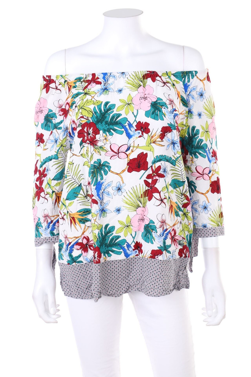 BONITA - Carmen-Bluse mit floralem Muster - D 40