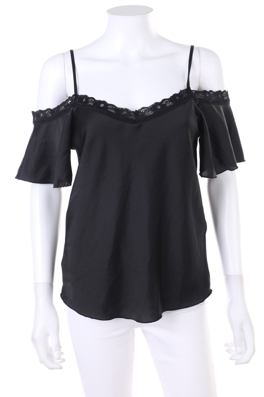 NEW COLLECTION - Cold-Shoulder-Satin-Top mit Spitze - S