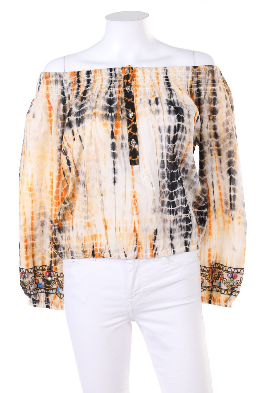 Desigual - Batik-Carmen-Bluse mit Stickereien - L