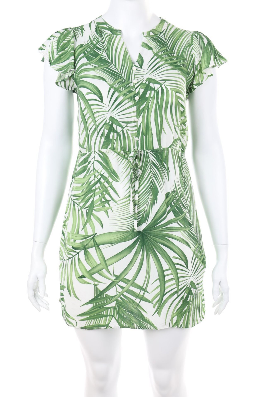 RESERVED - Kleid mit Tropical Print - D 42