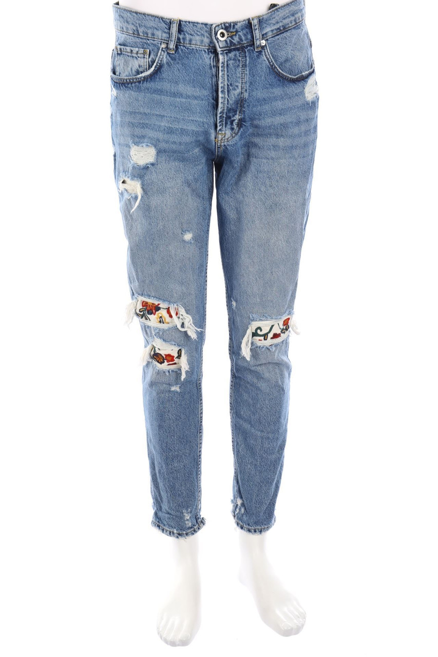 ZARA MAN - Destroyed Slim-Jeans mit Stickereien - W31