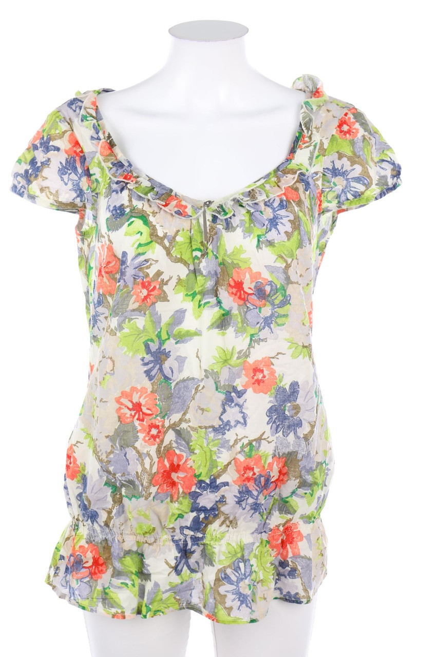 ESPRIT - Kurzarm-Bluse mit floralem Muster - D 38