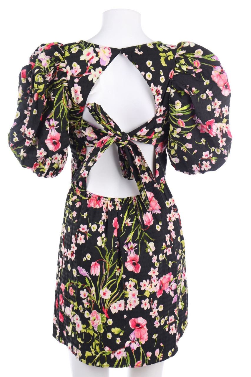 H&M - Cocktailkleid mit Rückenausschnitt mit Blumen-Print - S