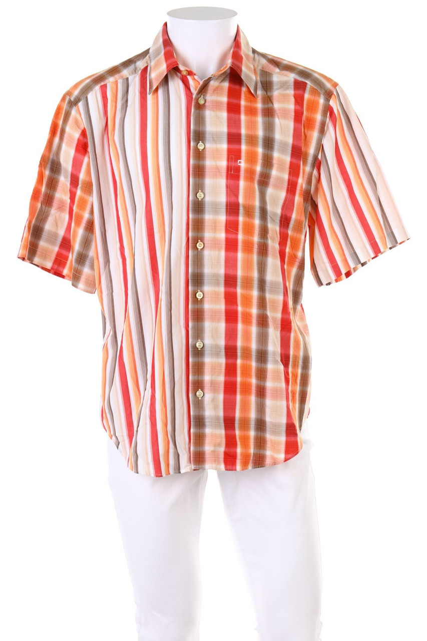 odlo - Streifen-Kurzarm-Hemd mit Logo-Stickerei - L