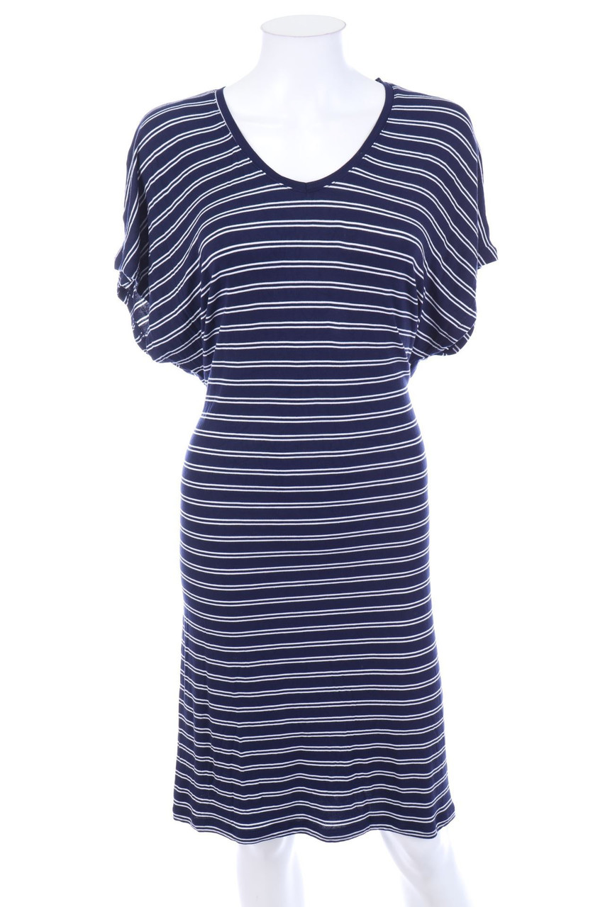 ESPRIT de corp - Streifen-Midikleid aus Viskose-Mix mit überschnittener Schulter - XL