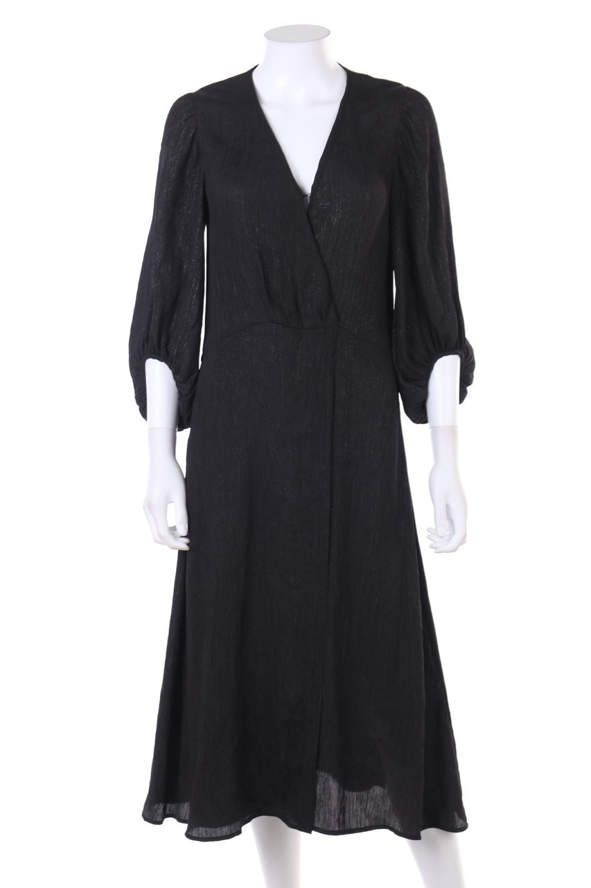 H&M - Plissee-Maxi-Abendkleid mit Glitzer - XS