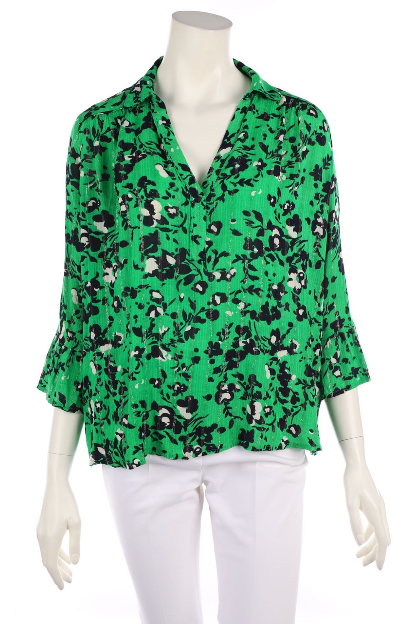 ba&sh - Glitzer-Bluse mit 3/4-Ärmel mit Blumen-Print - D 34