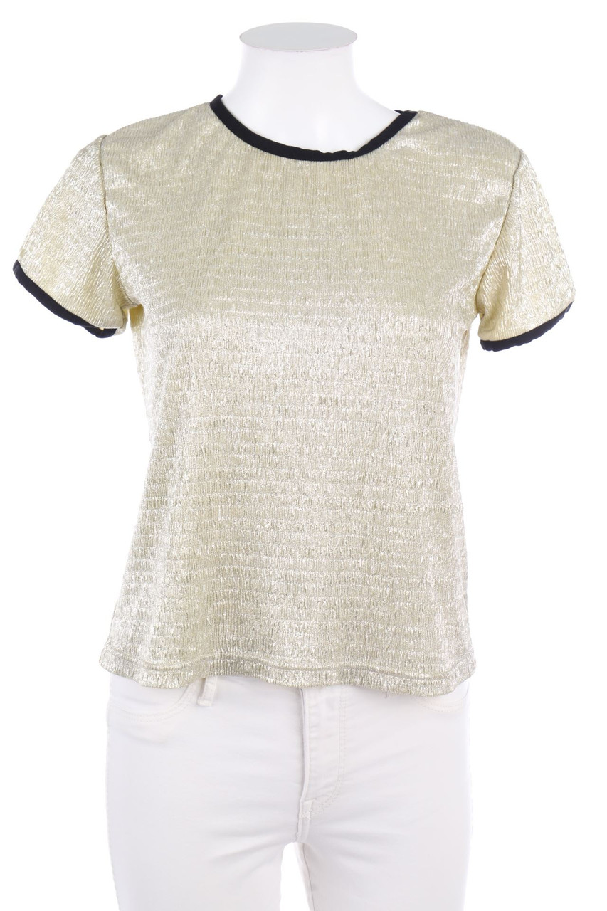 Jovonna London - Kurzarm-Shirt mit Metallic-Effekt - S
