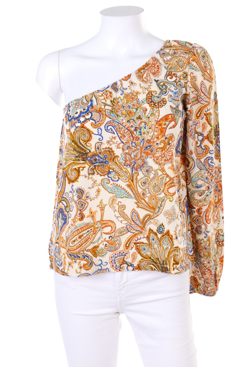 SHEIN - Cold-Shoulder-Bluse mit Paisley-Print - M