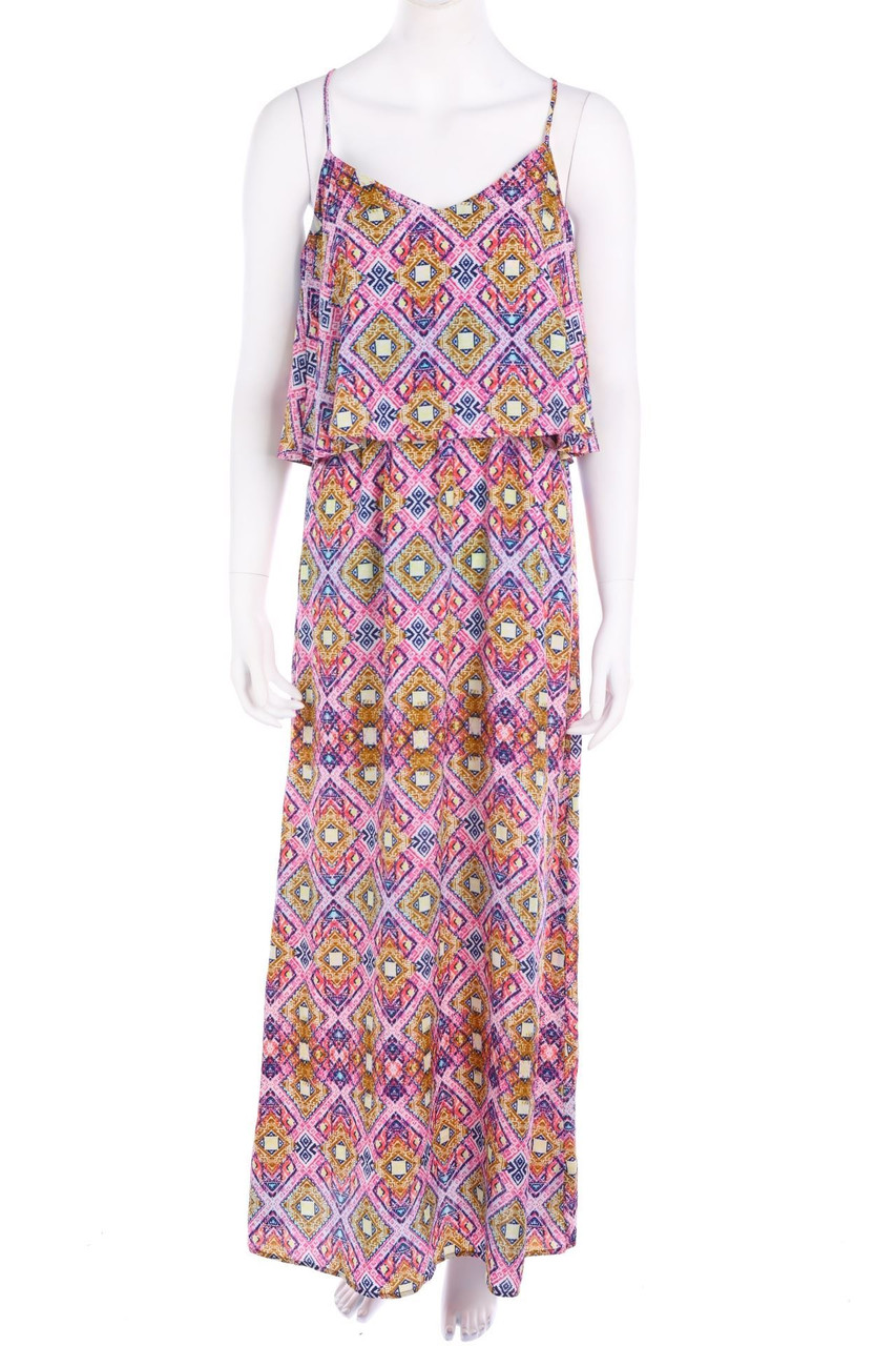 SECONDHAND - Maxi-Kleid im Layer Look mit Ethno-Print - M