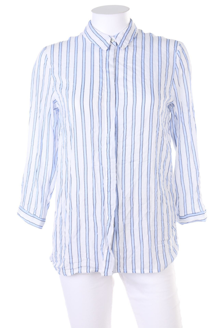 Stradivarius - Hemd-Bluse mit Krempel-Ärmeln - S