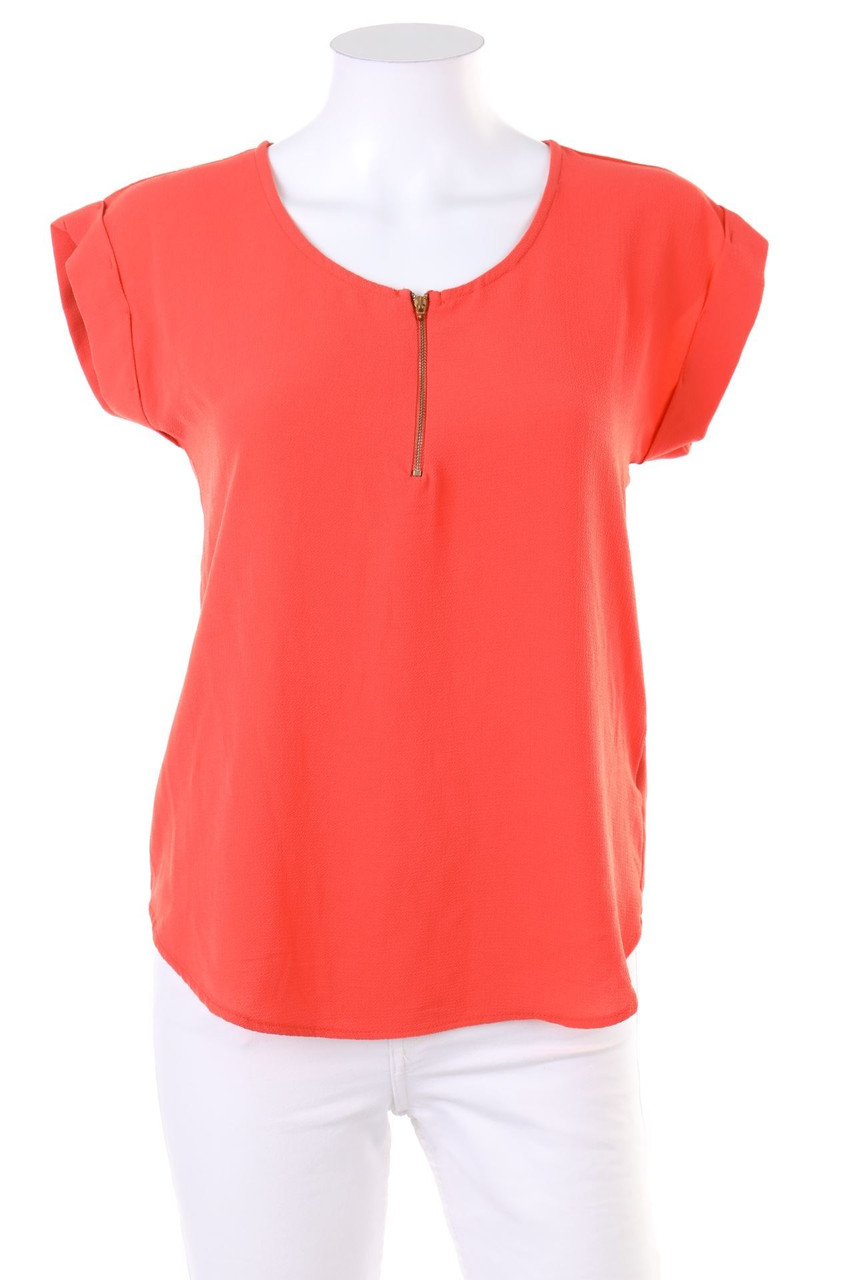 SUZY SHIER - Kurzarm-Shirt mit Reißverschluss - XS