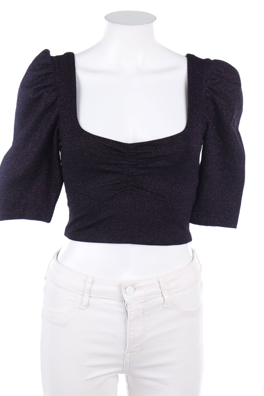 Bershka - Cropped-Shirt mit Glitzer - S