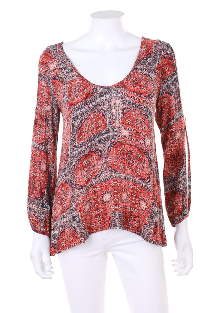 zebra - Cold-Shoulder-Hippie-Print-Bluse aus Viskose mit tiefem Rückenausschnitt - S