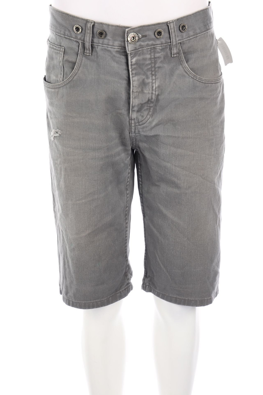 SAVVY - Distressed Jeans-Shorts mit Logo-Knöpfen - W34