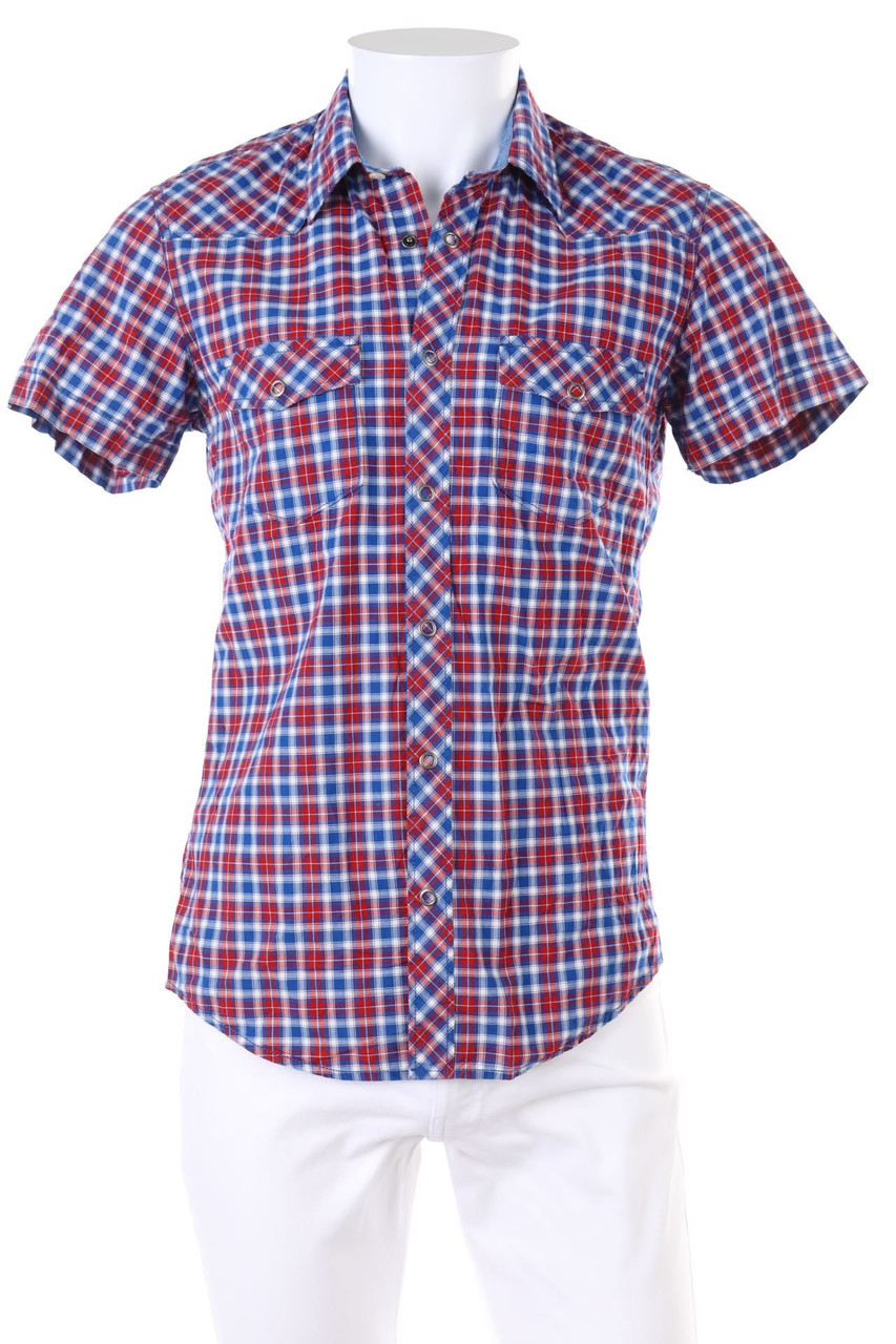 H&M LOGG - Karo-Kurzarm-Hemd mit aufgesetzten Taschen - S