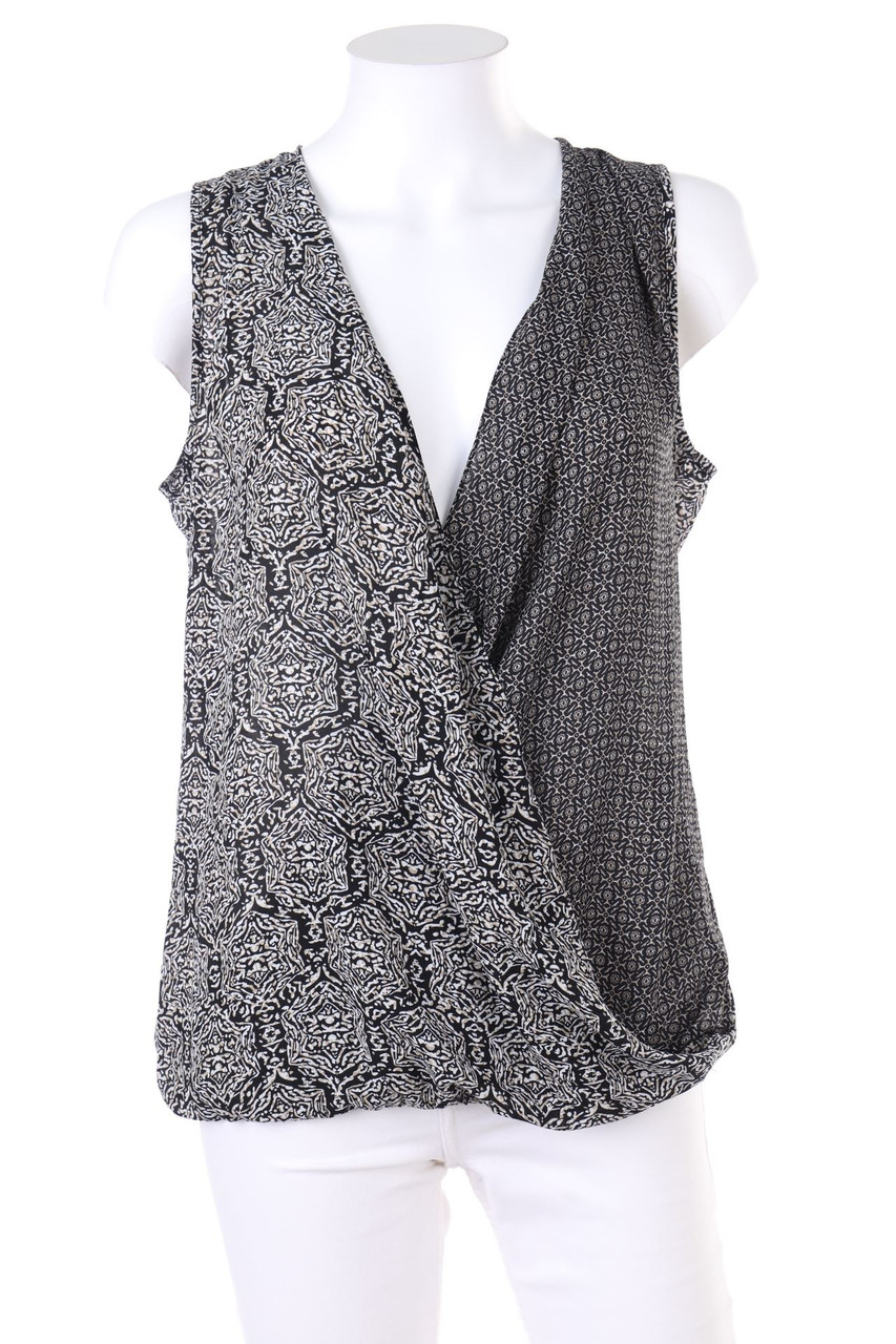 Ohne Label - Chiffon-Blusentop in Wickel-Optik - S